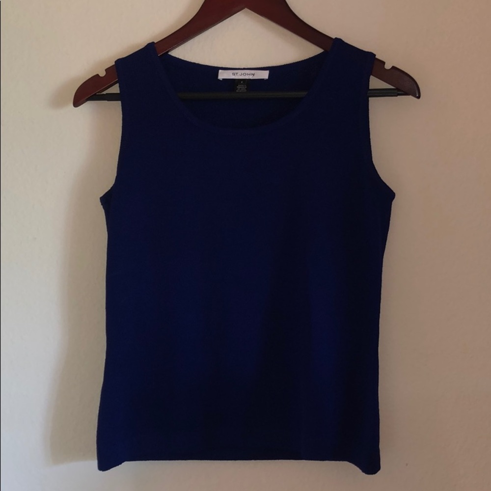 St. John Blue sleeveless knit top